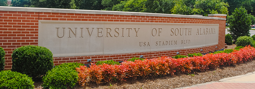 University of South Alabama street sign